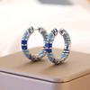 Vintage Blue Zircon Earrings Elegant Minimalist Luxury Hoop Earrings for Women