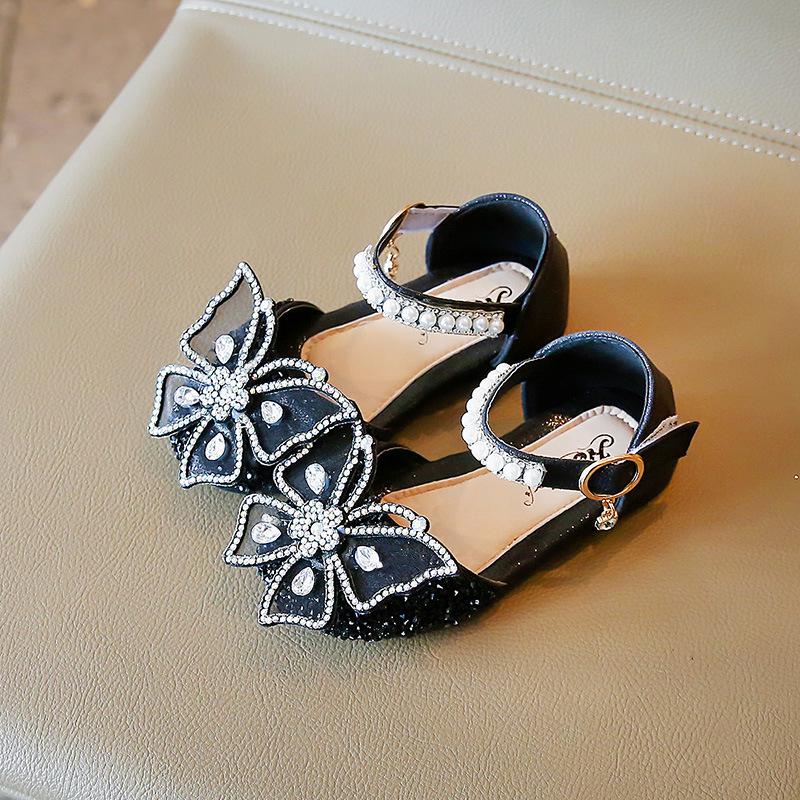 2025 Spring/Summer Girls' Korean Bow Princess Sandals – Sequined Dance Shoes