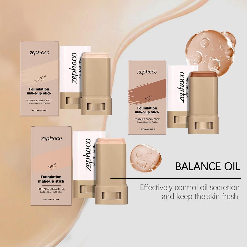 Zephoco Ivory White Hydrating Foundation Stick - Lightweight, Long-Lasting, Even Coverage.