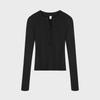 Hot Girl Long-Sleeve Slim Fit Spring T-Shirt: Single-Breasted Top for Women