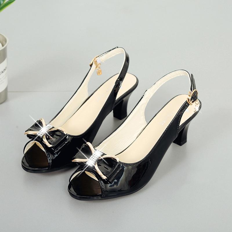 Women Cute White Pu Leather Open Toe Slip On High Heel Shoes for Summer Party Lady Fashion Black Heel Pumps A6140
