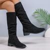 Mode 2024 Mode Damen Schuhe Slipper Damen Stiefel Heißer Verkauf Runde Zehe Moderne Stiefel Damen Winter Übergröße Einfarbig Kniehohe Stiefel