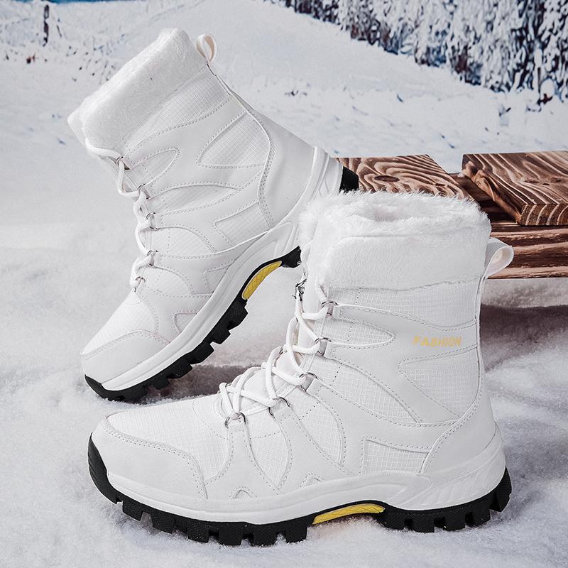 Men's Anti-slip Snow Boots Women Plush Winter Hiking Shoes Unisex Fur-lined Cotton Shoes Anti-collision Ankle Boots