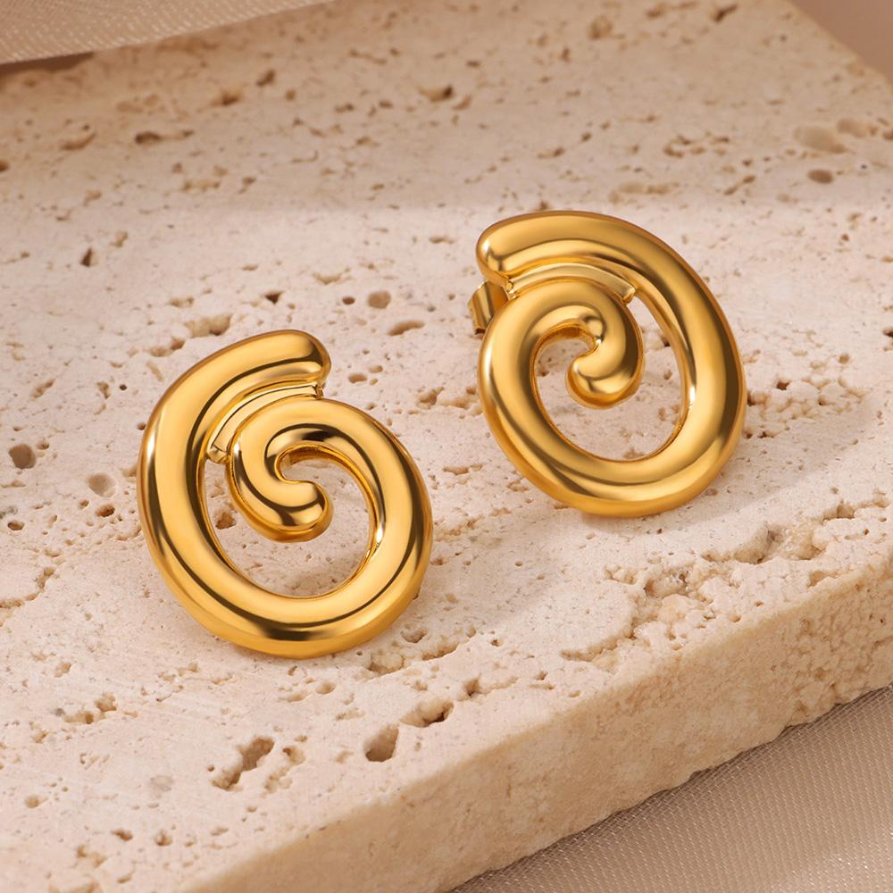 Edelstahl Kreisohrringe für Damen Goldfarbe Unregelmäßiger Kreis Steckerohrring Party Hochzeit Schmuck Geschenk