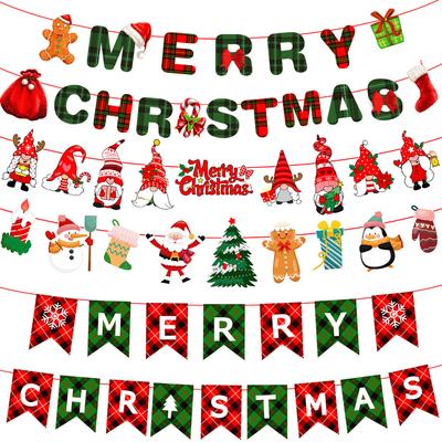 Weihnachts-Wimpelkette, Weihnachtsdekoration, Papier-Wimpelkette, Girlanden, Weihnachts-Wimpelkette, Banner, Flaggen für Zuhause, Weihnachten, Party, Tür, Fenster, Dekoration