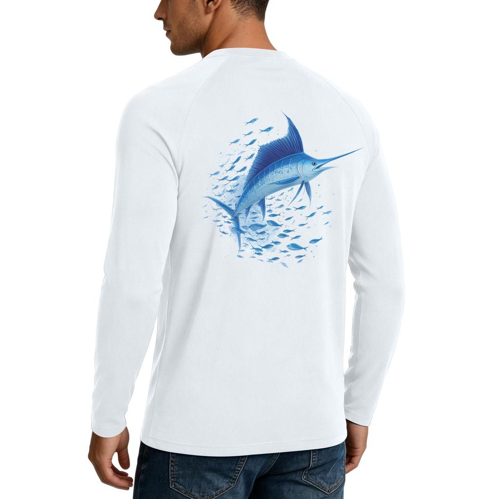 Herren Langarm Sonnenschutzshirt UPF50+ UV-beständig Leicht Dehnbar Outdoor Angeln Laufen Sport Oberteil