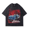 American Street Trend Printed Men'S Clothing Retro Washed And Old 230G Pure Cotton Short-Sleeved T-Shirt For Men And Women