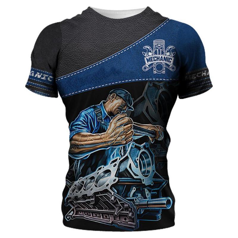 3D Print Sport Quick-dry Breathable Men T-shirt for Auto Repair Work Uniform Outdoor Street Team Short Sleeve Clothing Summer