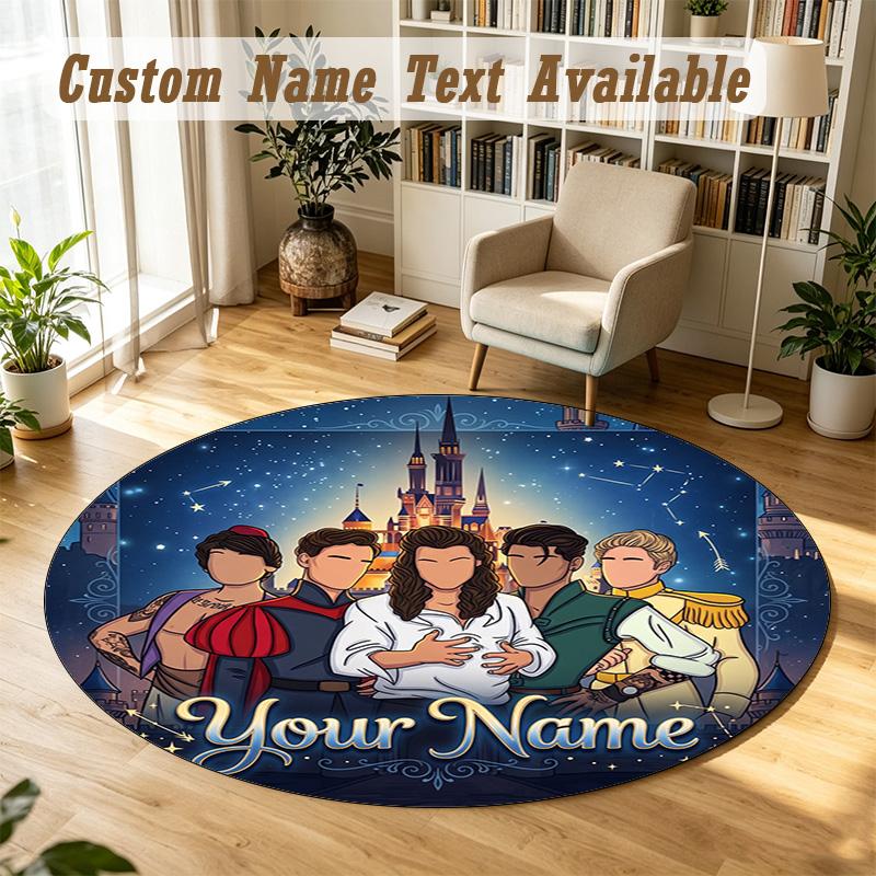 Round Rug Custom NameArctic Monkeys Pattern Non Slip Carpet Home Floor Decor