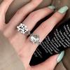 1 Pc Vintage Inlaid Zircon Irregular Rings for Women Couples Holiday Exaggeration Party Jewelry Accessories