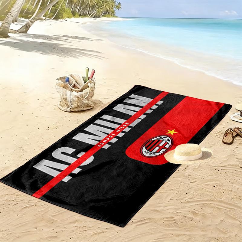 AC Milan Print Beach Towel, Large Soft Quick Dry Towel for Beach Camping Swimming