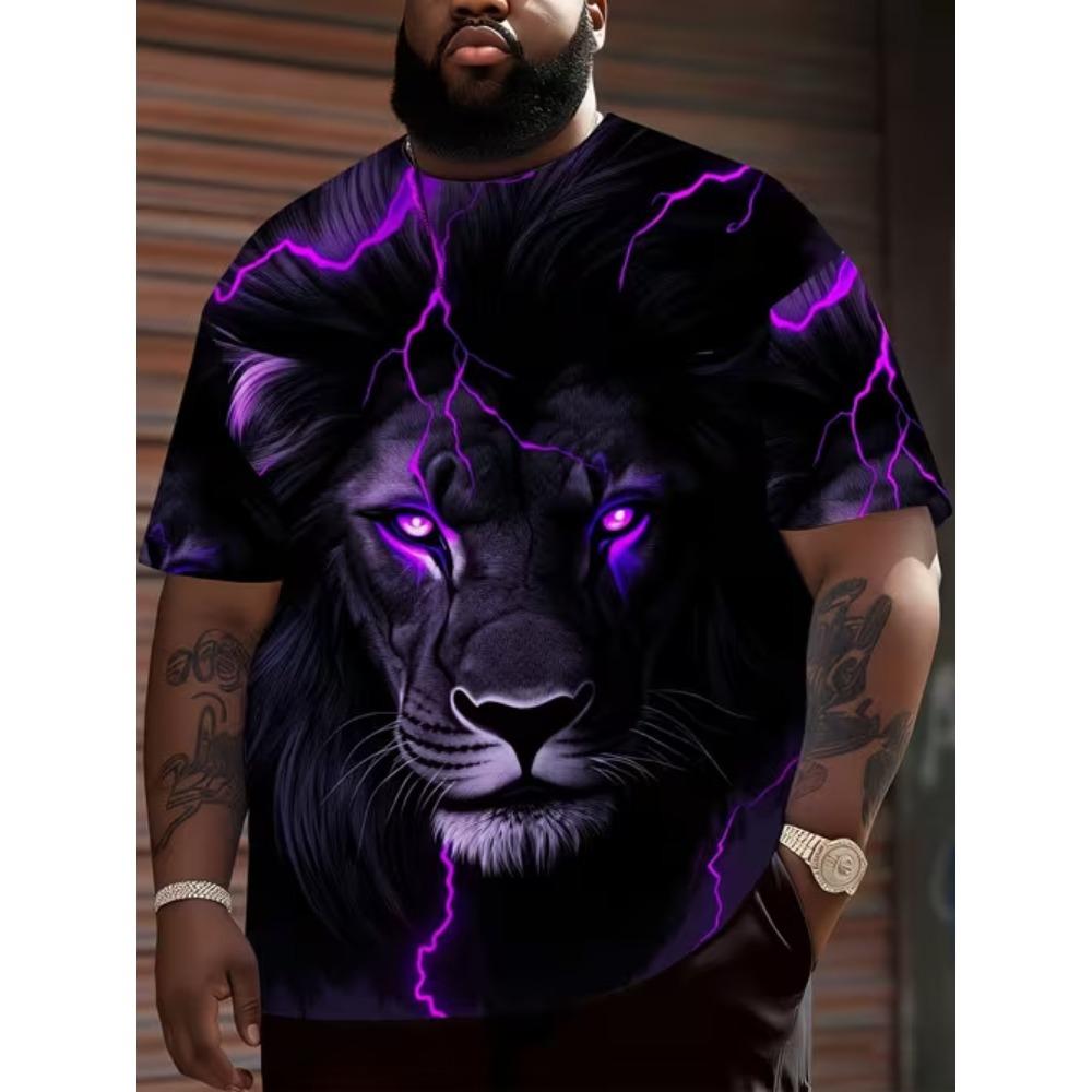 Summer Men's Fashionable Comfortable Round Neck Short Sleeved T-shirt Colorful Animals 3d Printing Casual Loose Breathable Soft Plus Size T-shirt