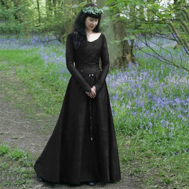 Women Medieval Cosplay Costume Viking Pirate Gothic Split Maxi Big Wing Strap Star Moon Dress Retro Vintage Vestido