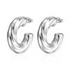 Stainless Steel Women's Hollow Earrings Round Gold-plated Earrings 18K Oval Light Luxury Earrings