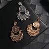 For Women Carved Flower Boho Hollow Out Crescent Dangle Earring Drop Earrings Tassel Small Bells