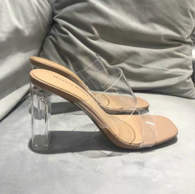 Summer Women Pumps Sandals Pvc Jelly Slippers Open Toe High Heels Women Transparent Perspex Slippers Shoes Heel Clear Sandals