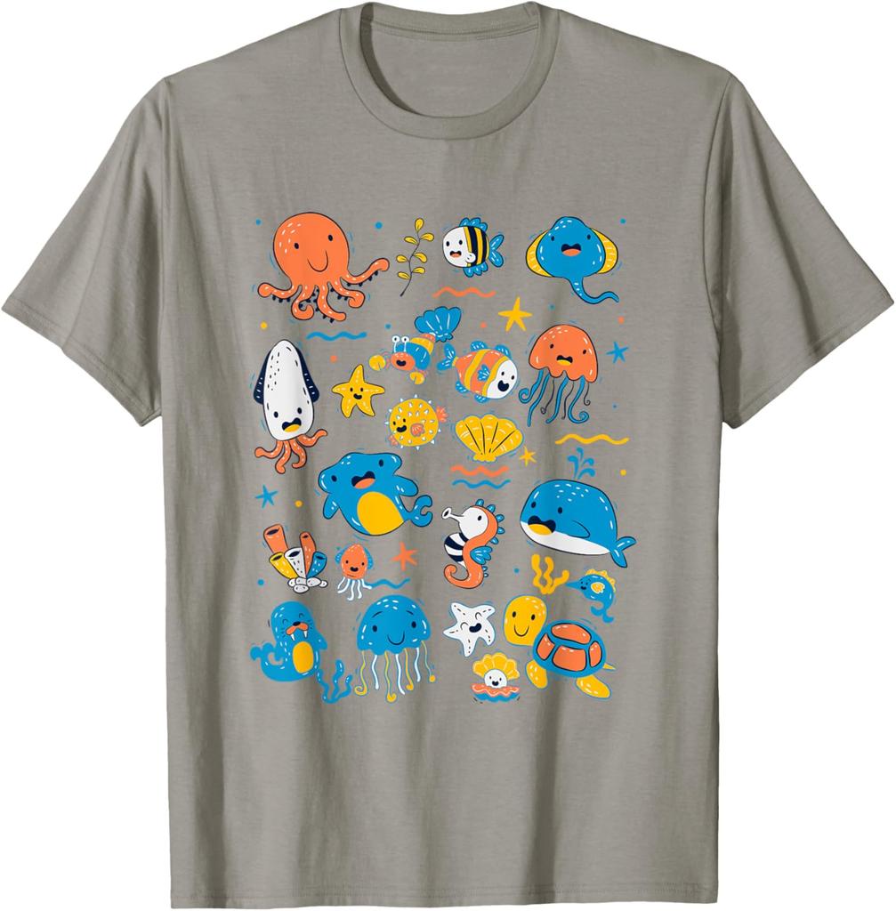Cute Sea Animals Kids Children Ocean Creatures Clownfish TShirt