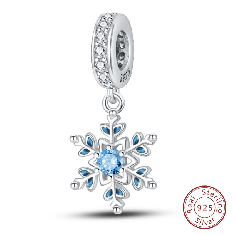 Winter Charm 925 Silver Snowflake Snowman Penguin Charm Pendant For Women Fine DIY Birthday Jewelry Gifts