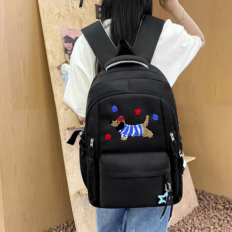 Contrast Color Cartoon Backpack Junior High School Students Lightweight Schoolbag Women's Large Capacity Backpack