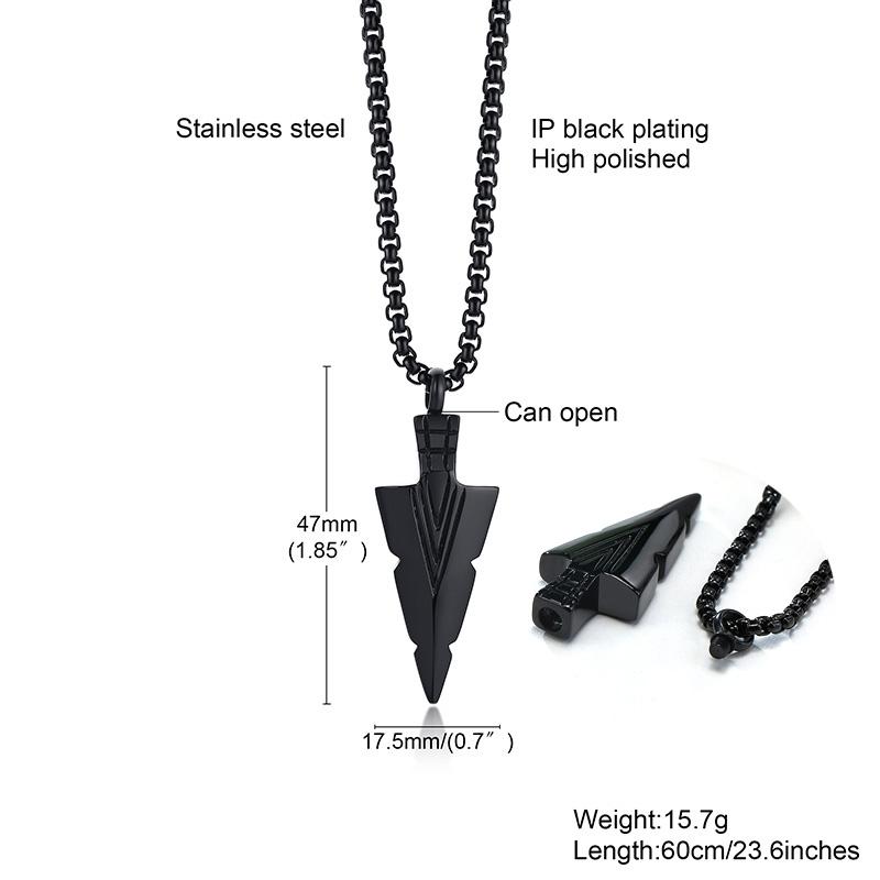 Herren Halskette, Pfeilspitze Kunai Anhänger, Edelstahl Primal Tribal Speer Halsketten, Herren Kunai Ethnisch Wikinger Halskette