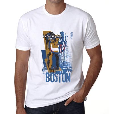 Pánske Vintage Tričko Grafické Tričko Boston Lifestyle Biela