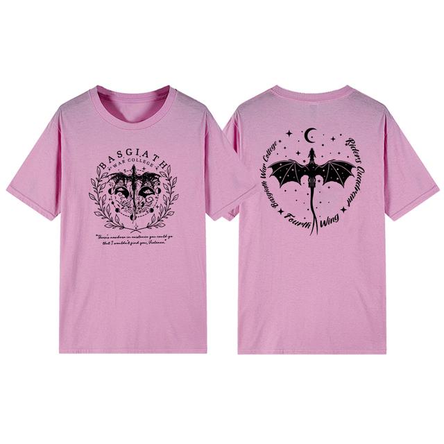 Fourth Wing Double-Sided T-Shirt Basgiath War College T Shirt Women Clothing Vintage Short Sleeve Graphic T Shirts Bookish Tee