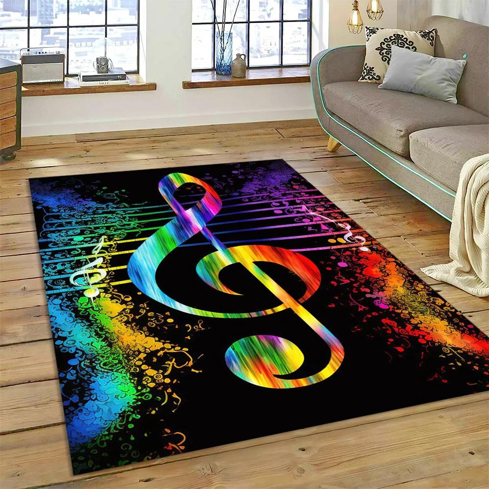 Colorful Musical Note Music Score Cartoon Carpet Rug for Home Living Room Bedroom Sofa Doormat Decor,Kids Area Rug Non-slip Mat
