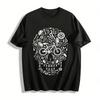 Mechanic Skull Parts Print Trendy Casual Men's Short Sleeve Tee Pure Cotton T-shirt