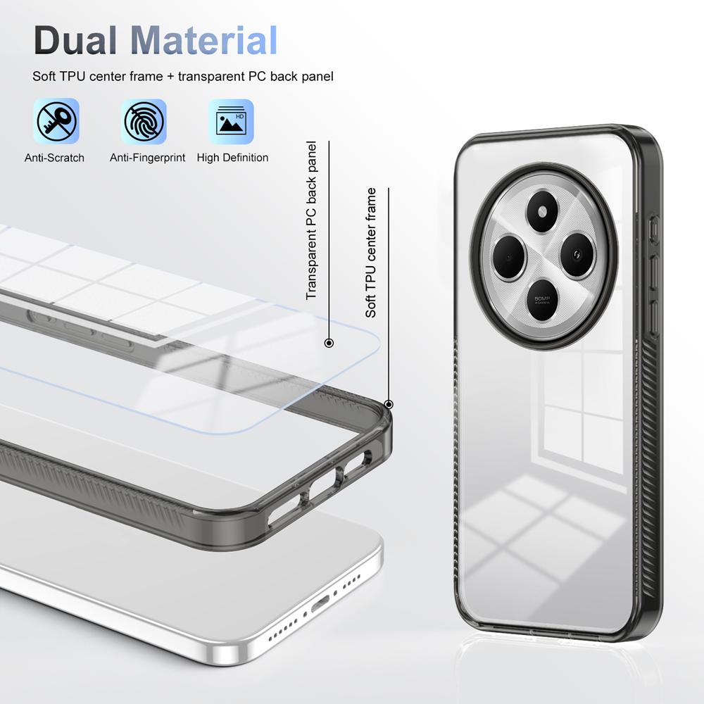 KEYSION Transparent Phone Case for Redmi 14C Soft TPU+PC Anti-slip HD Clear Shockproof Phone Back Cover for Xiaoami POCO C75