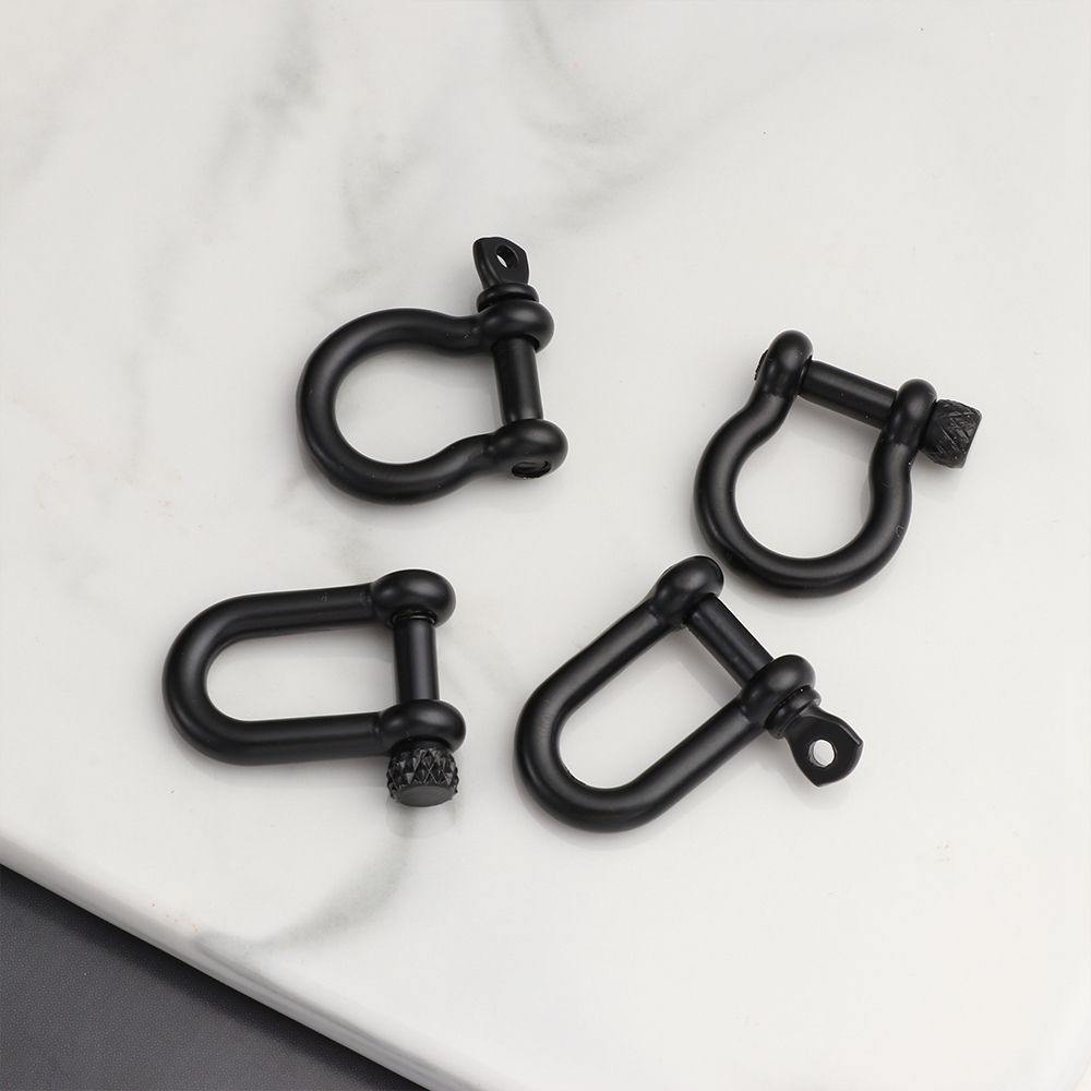 Outdoor Shackle Fob Screw Joint Connector Keychain Hook D Bow Staples Key Ring Solid Carabiner