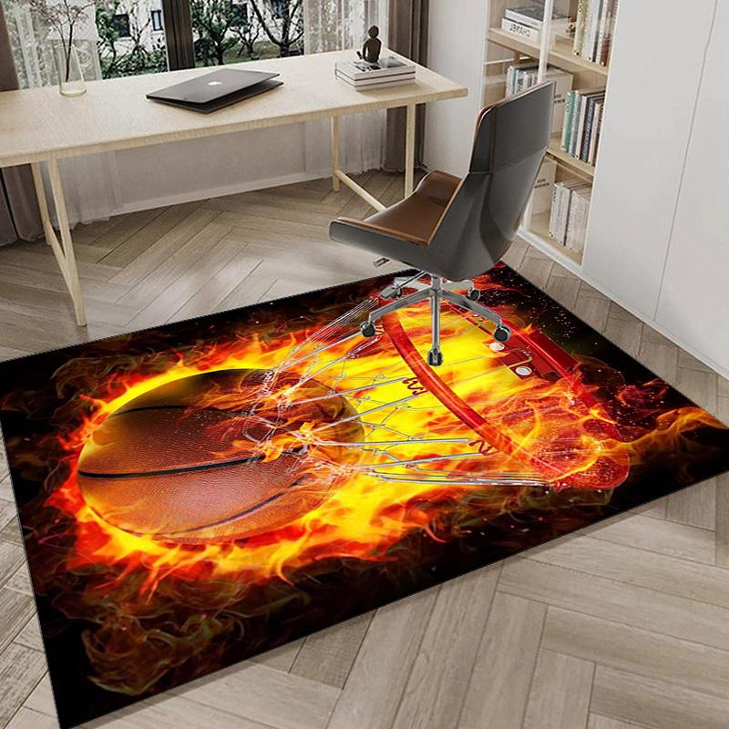 Basketball Pattern Background Carpet, Chair Rug,Rug for Office Bedroom Living Rooms, Doormat Decor Fan Gift Christmas Gift