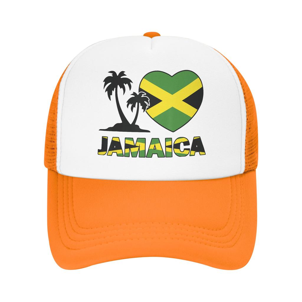 Jamaica I Love Jamaican Flag Mesh Baseball Cap Unisex Sport Sun Hat Hats Adjustable Sun Hats Summer Trucker Hats