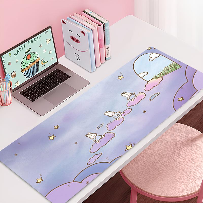 Anime Deskmat 900x400 Laptop Table Mat Cute Rabbit Rubber Accessories Gaming Mouse Mat Keyboard Carpet Mouse Pad Office Deskmat