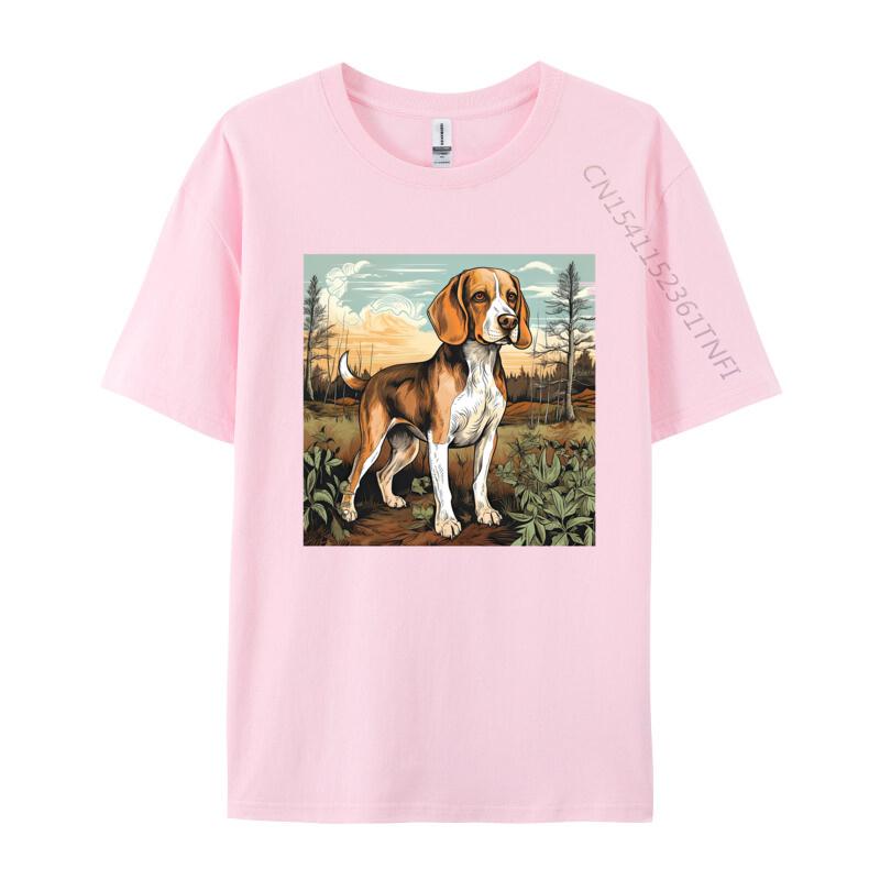 Hund Beagle Hund im Retro-T-Shirt Hund Outdoor Lässig Baumwolle Herren-T-Shirts Modische Enganliegende T-Shirts für den Herbst