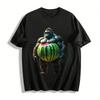 T-shirt à manches courtes avec imprimé graphique de gorille amusant tenant une pastèque T-shirt 100% coton