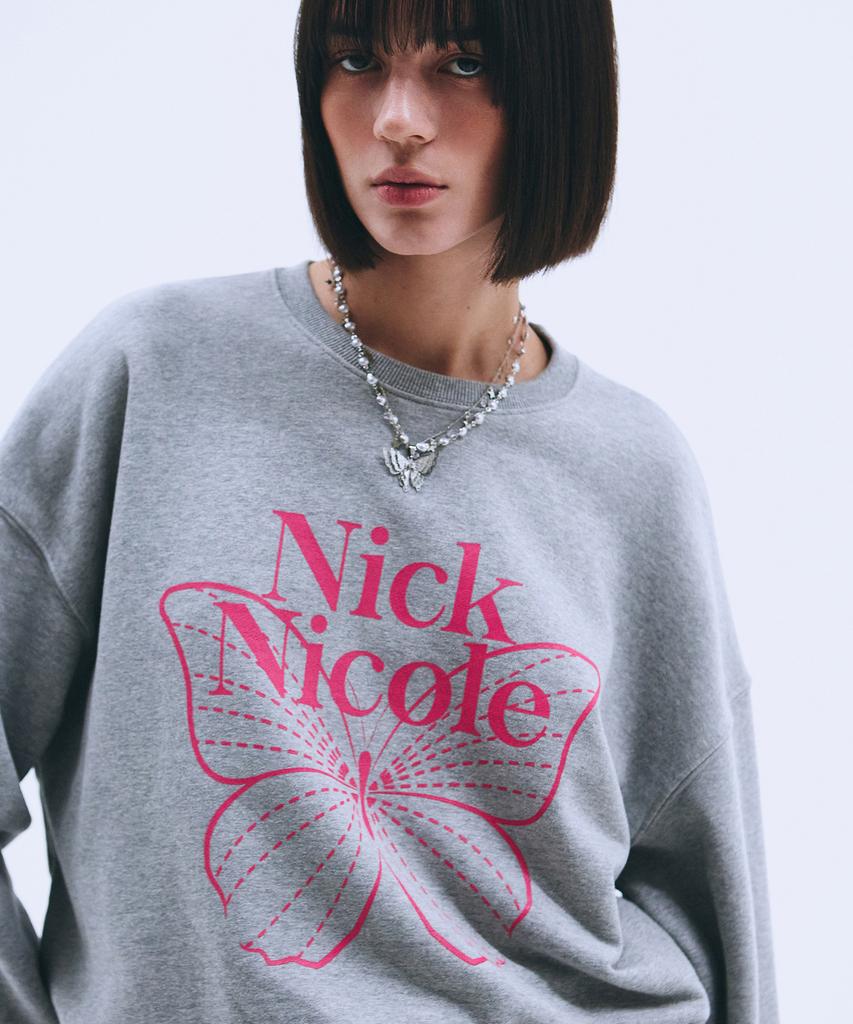Nigaennikol Butterfly Signature Sweatshirt_Gray Pink