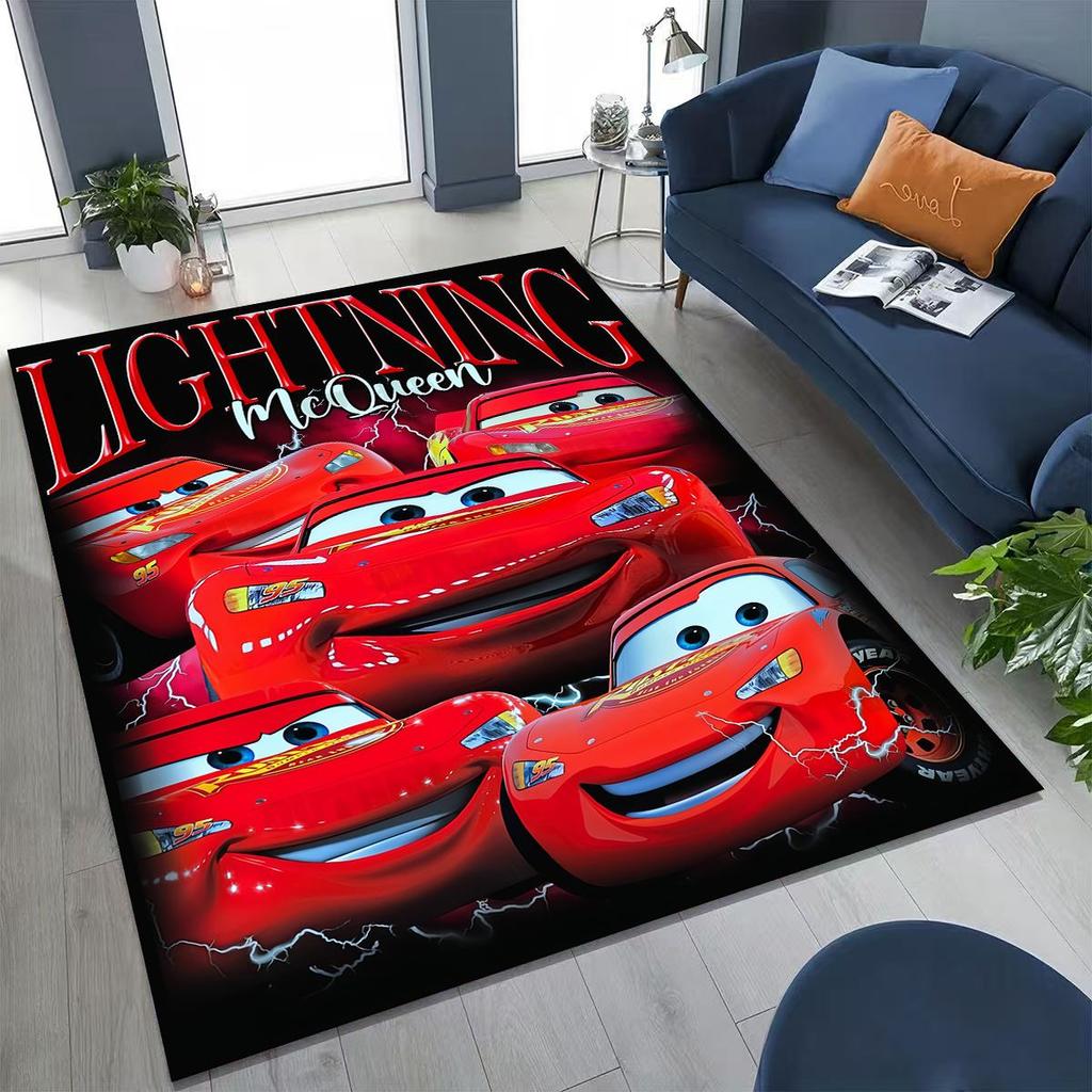 3D Lightning McQueen Cars Cartoon Rug for Bedroom Living Room Sofa Home Doormat Decor, Large Kids Play Non-slip Floor Mat Gift