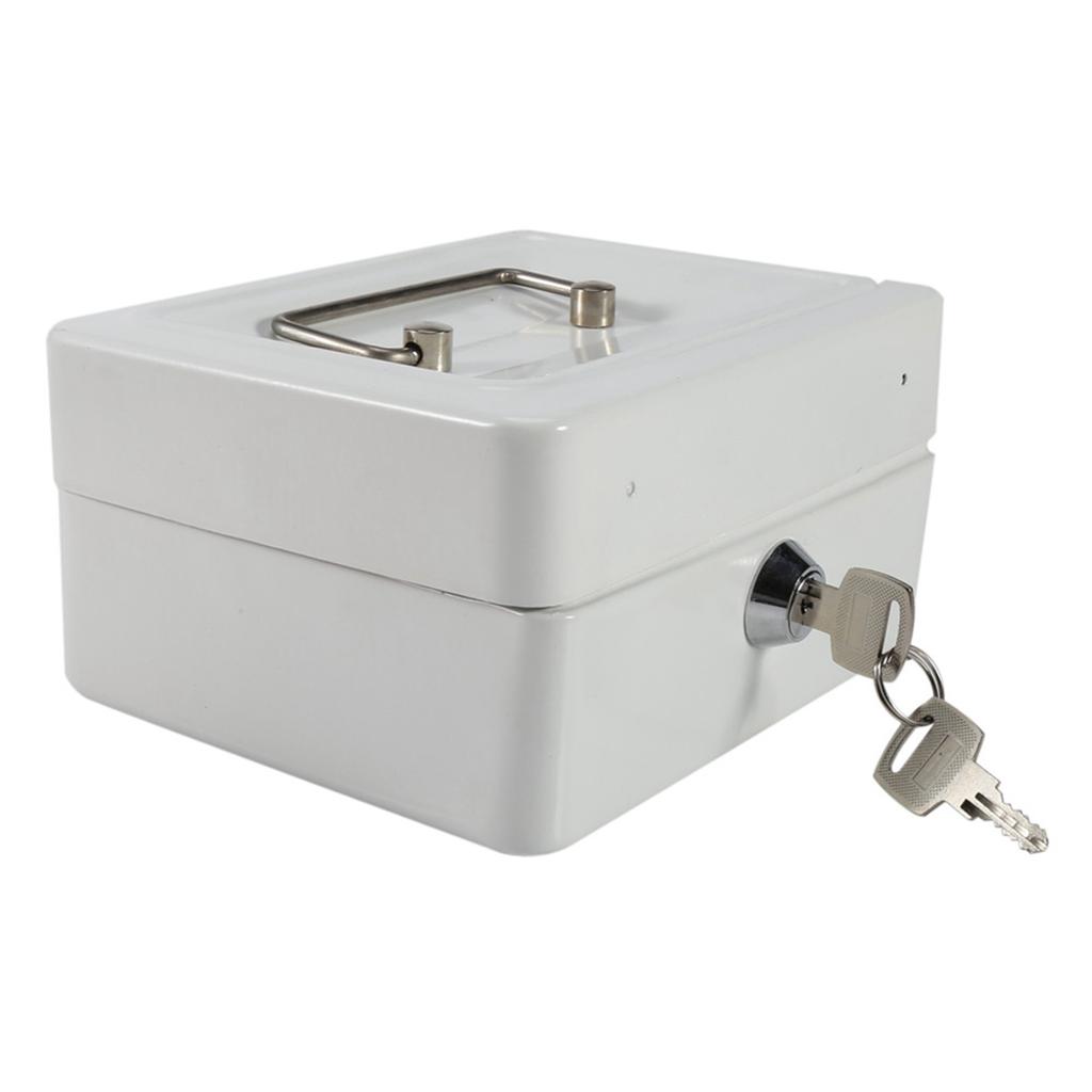 1Pc Mini Tragbare Eisen Petty Abschließbar Bargeld Geld Münze Sicher Sicherheit Box Haushalt (Weiß)