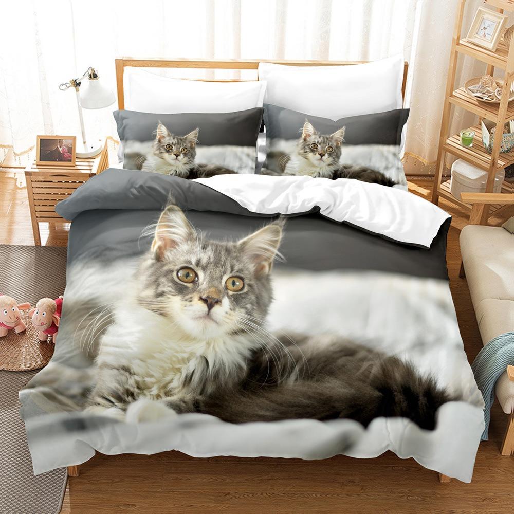 Tier Katze Bettwäschesets Steppdecke Bettüberwurf Bettdecke Bettbezug Kissenbezug 2-3-teilige Sets Kinder Erwachsene Schlafzimmer Dekoration