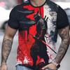 Tricou cu mânecă scurtă cu imprimeu 3d de samurai pentru bărbați Tricou casual de vară.