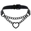 DIEZI Harajuku Black PU Leather Choker Necklace For Women Men Punk Gothic Round Heart Star Statement Pendant Tassel Necklace