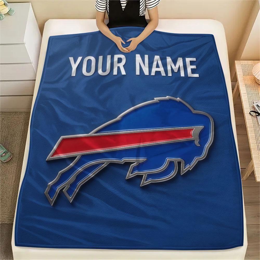 Individueller Name, Buffalo Bills Aufdruck Flanelldecke, weicher Überwurf für Schlafzimmer Sofa, waschbar, Weihnachtsgeschenk, tolles Geschenk.