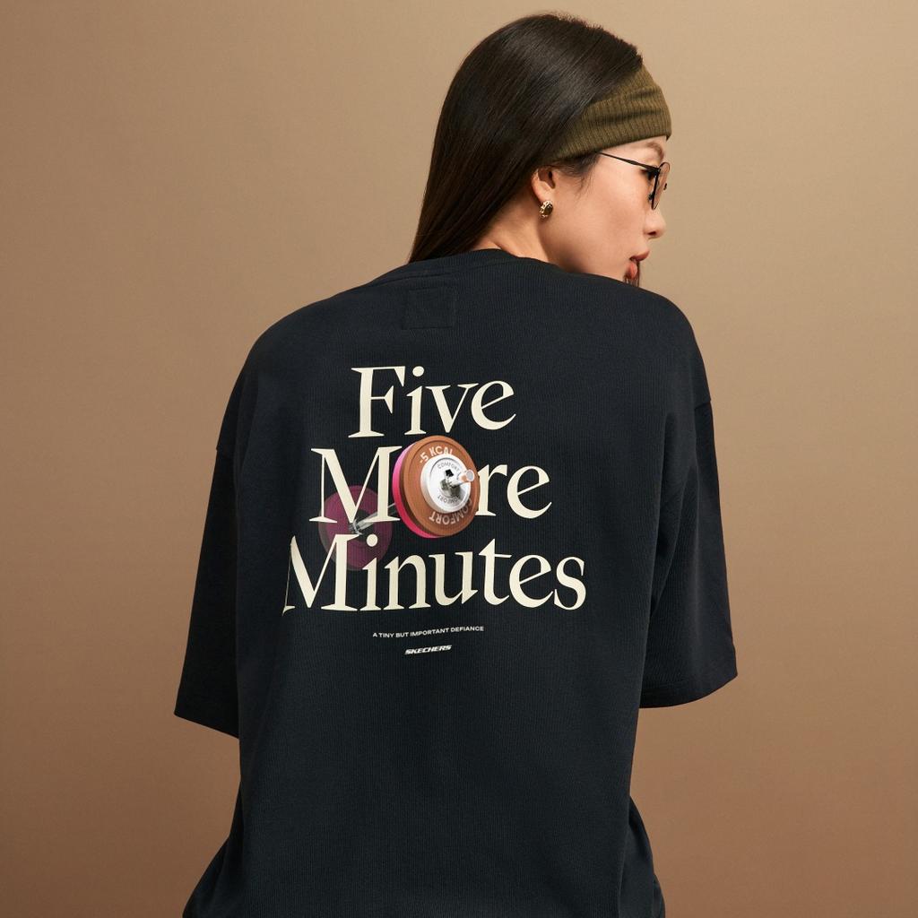 Skechers SS25 Street Fashion Series Breathable Round Neck Letter Short Sleeve T-Shirt Unisex Tops Black L225U159-06AX