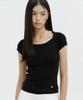 LUCIR ZU Boatneck Bolero Knit Top (Black)