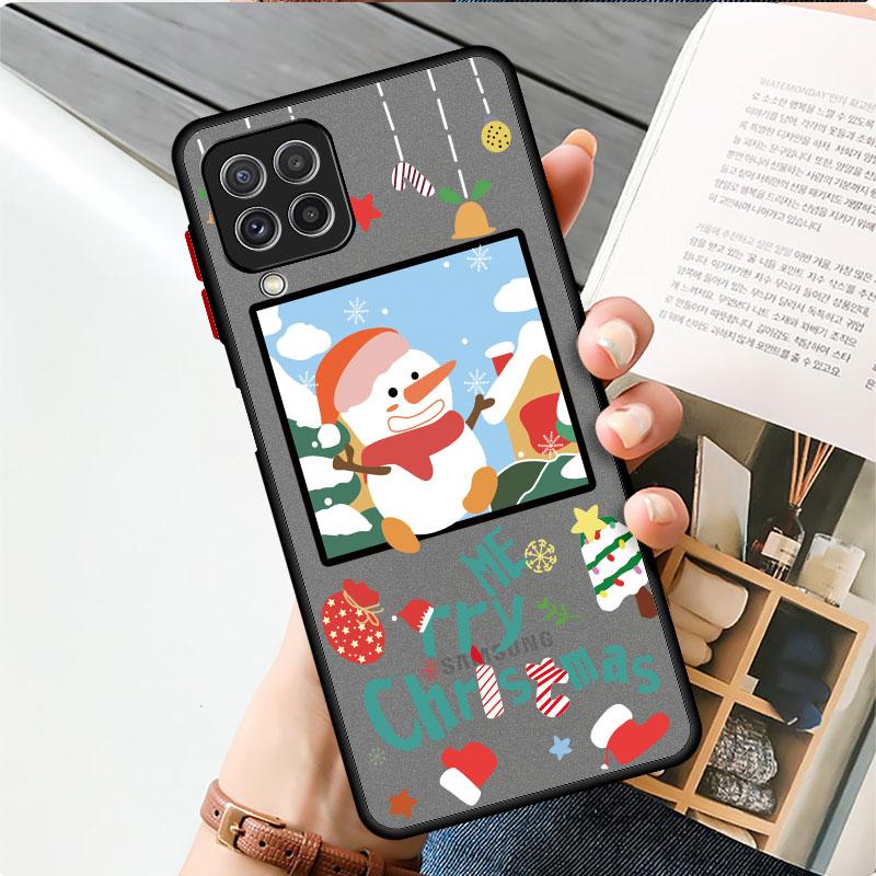 Weihnachten Neujahr Geschenke Elch Schnee Matte Fall Für Samsung Galaxy A52 A12 A51 A32 A21s A71 A32 5G A12 A22 a53 A70 A50 Telefon Shell