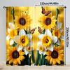 2 Pcs Sunflower butterfly print curtains  suitable for bedroom  living room kitchen decoration  home decoration  window decoration