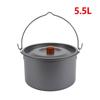 5.5L Portable Aluminum Camping Pot for 4-6 People - Outdoor Use, Picnic, Bonfire, or Campsite Cooking.