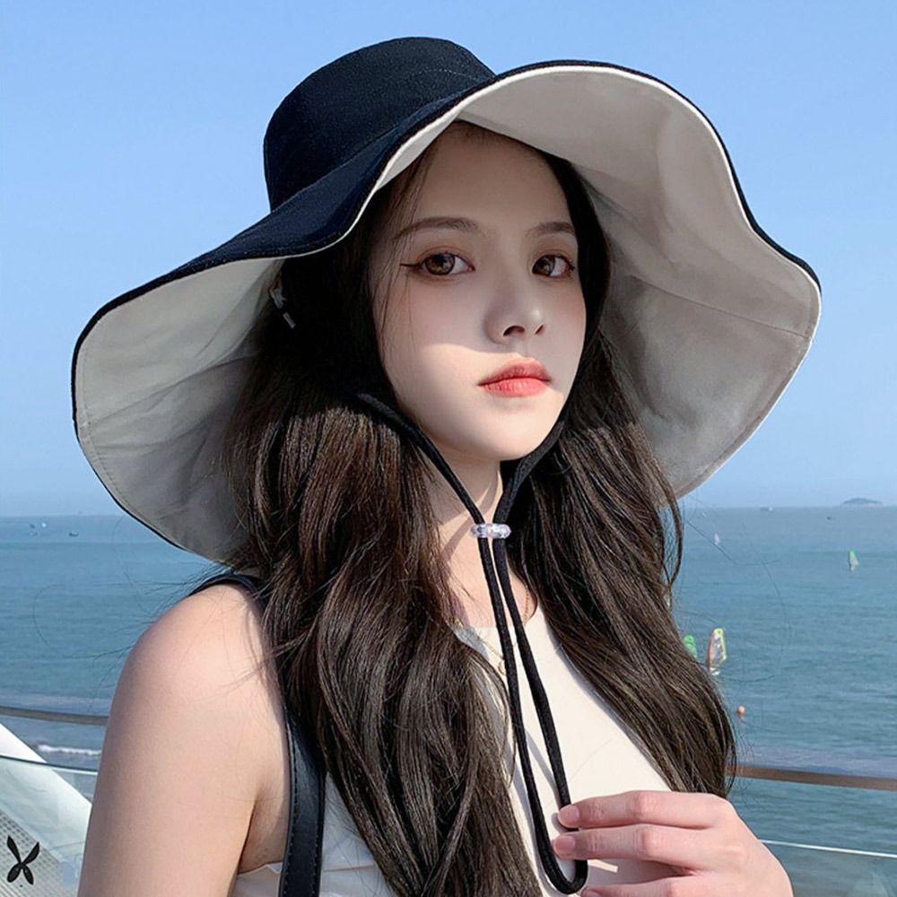 Double-Sided Beach Cap Foldable Sun Hat Spring Summer Panama Hat  Women Men