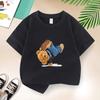 Hip Hop Dancing Bear Print Children Black T Shirt Short Sleeve Cute Streetwear Pattern Casual