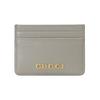 Letter Logo Solid Design Leather Card Holder Women Accessories Light-Gray 7734280OP0N1440